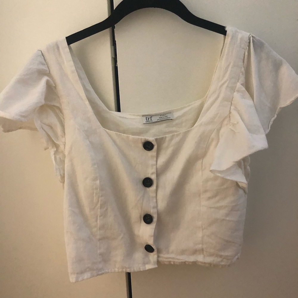 Zara button down cropped top